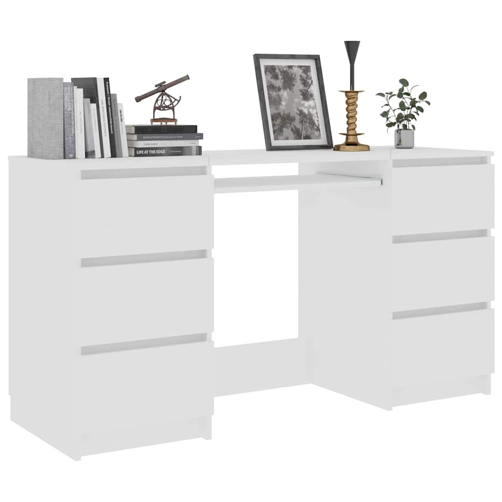 Modern White Engineered Wood Writing Desk - 140x50x77 cm