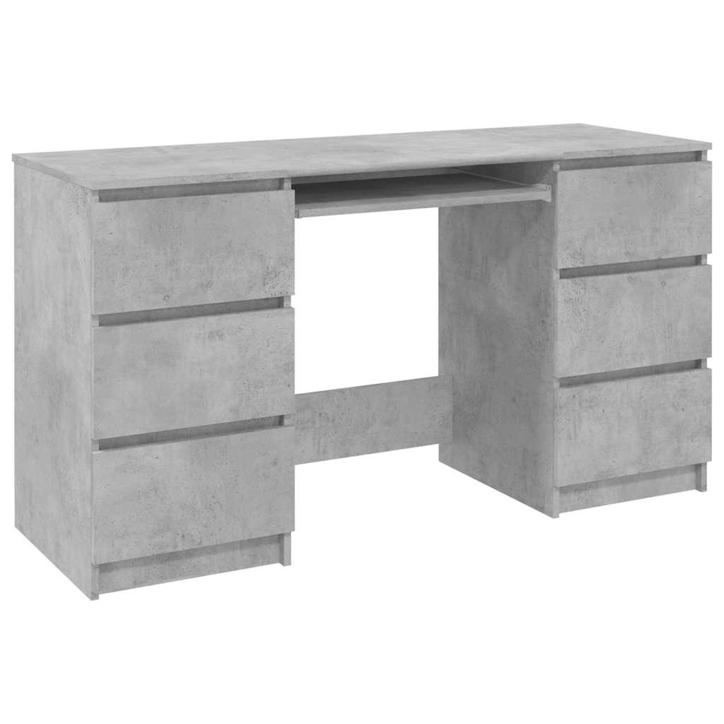 Concrete Grey Writing Desk - 140x50x77 cm Engineered Wood