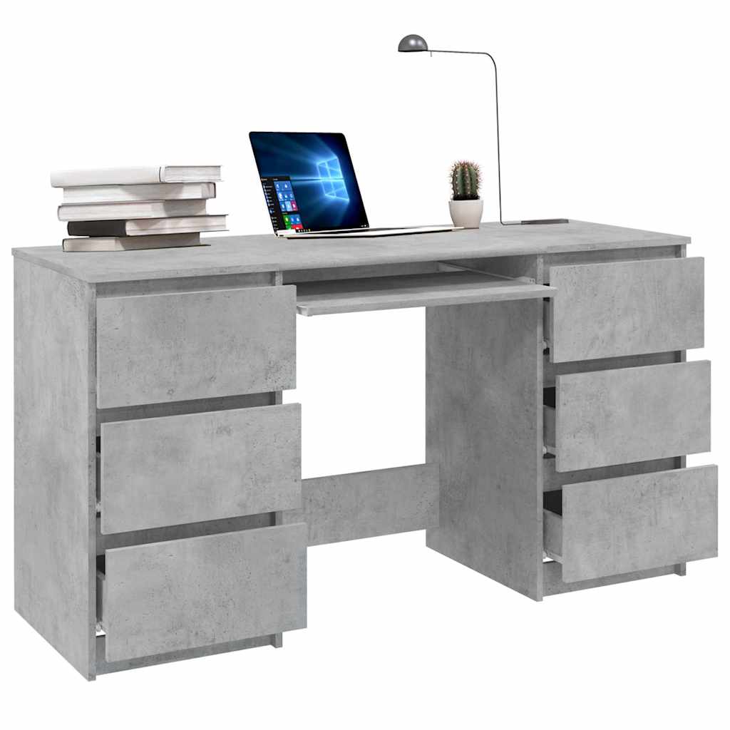 Concrete Grey Writing Desk - 140x50x77 cm Engineered Wood
