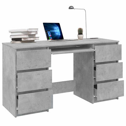 Concrete Grey Writing Desk - 140x50x77 cm Engineered Wood