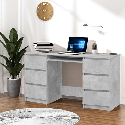 Concrete Grey Writing Desk - 140x50x77 cm Engineered Wood