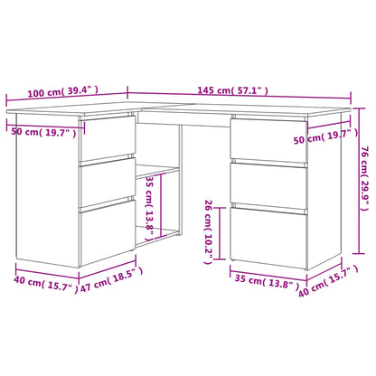 Sonoma Oak Corner Desk 145x100x76 cm - Engineered Wood