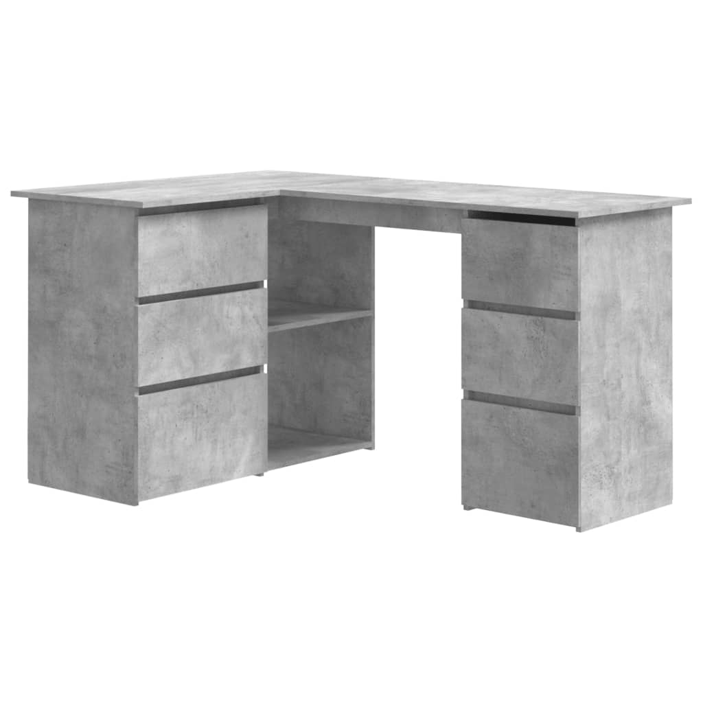 Stylish Concrete Grey Corner Desk, Engineered Wood, 145x100x76 cm