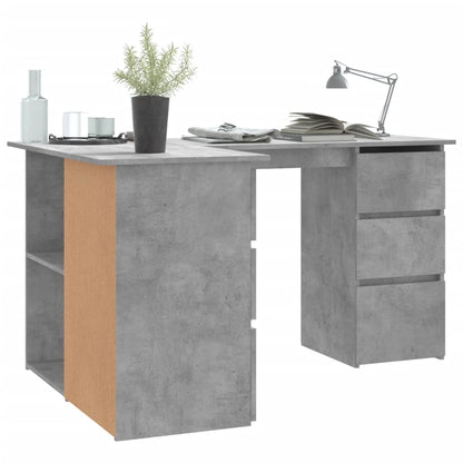 Stylish Concrete Grey Corner Desk, Engineered Wood, 145x100x76 cm