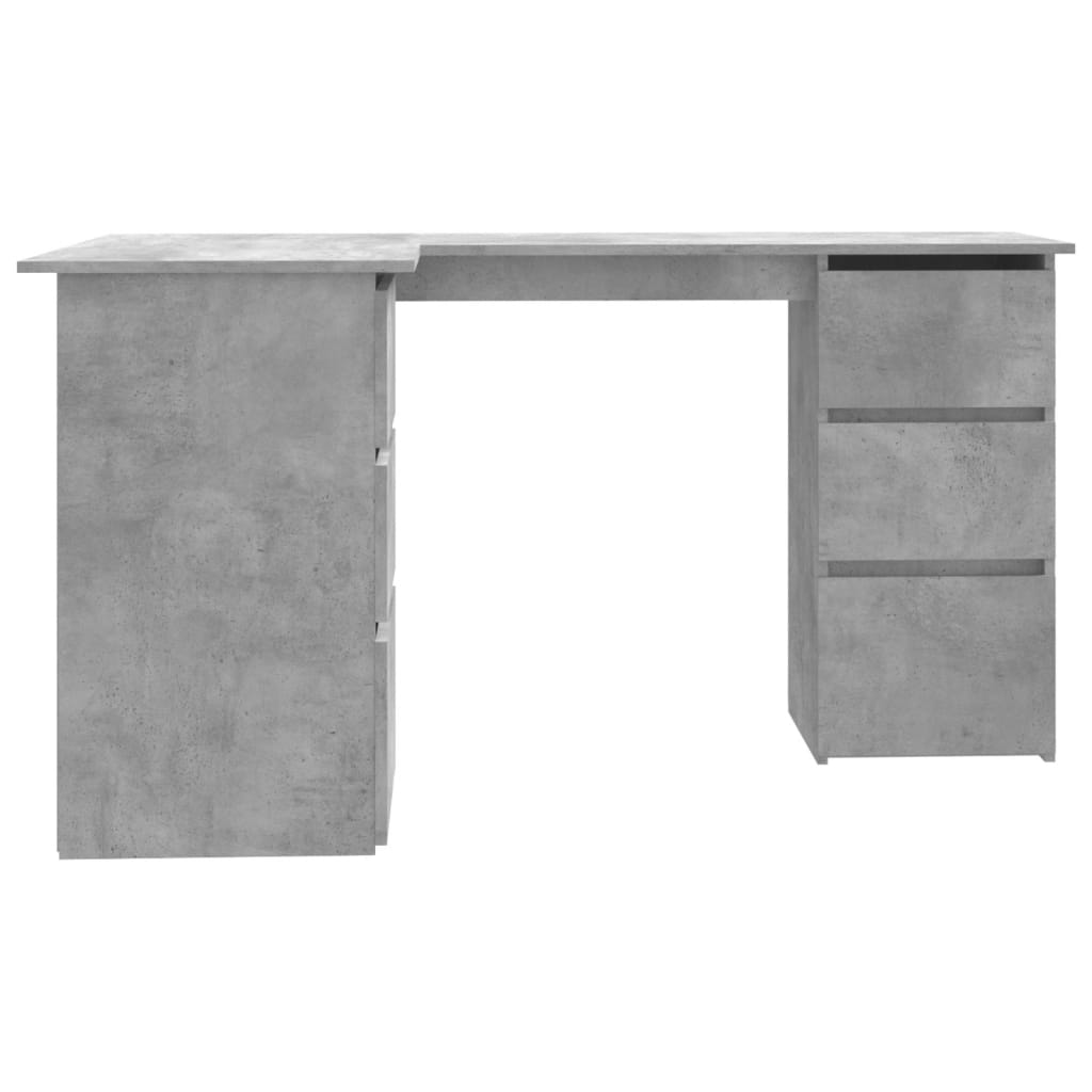 Stylish Concrete Grey Corner Desk, Engineered Wood, 145x100x76 cm