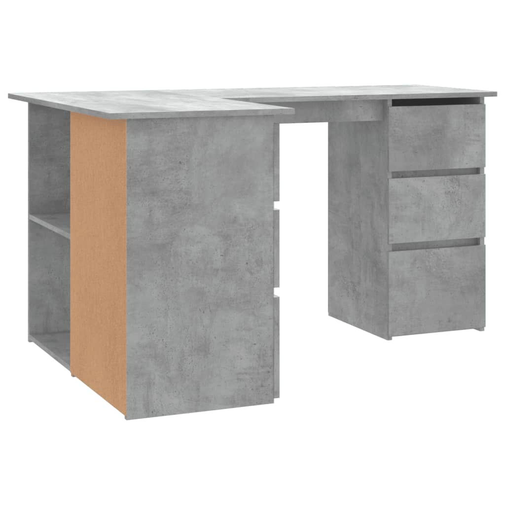 Stylish Concrete Grey Corner Desk, Engineered Wood, 145x100x76 cm