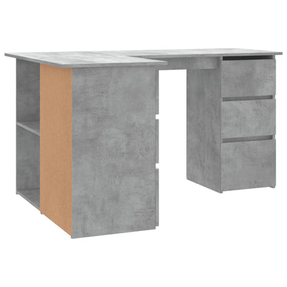 Stylish Concrete Grey Corner Desk, Engineered Wood, 145x100x76 cm