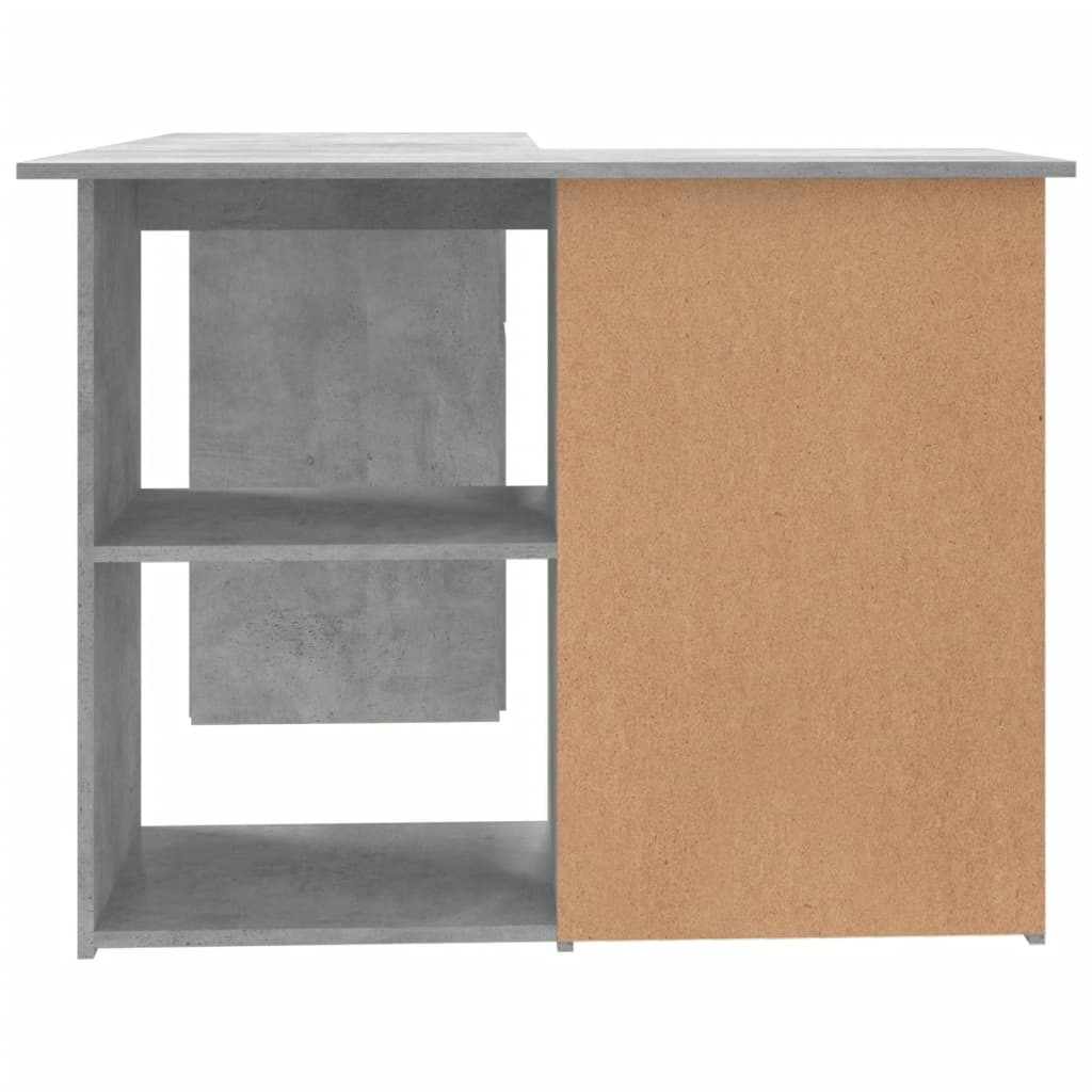 Stylish Concrete Grey Corner Desk, Engineered Wood, 145x100x76 cm