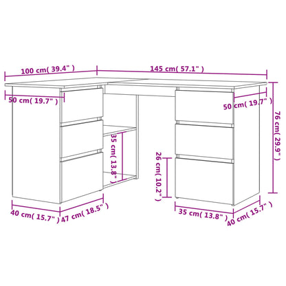 Stylish Concrete Grey Corner Desk, Engineered Wood, 145x100x76 cm
