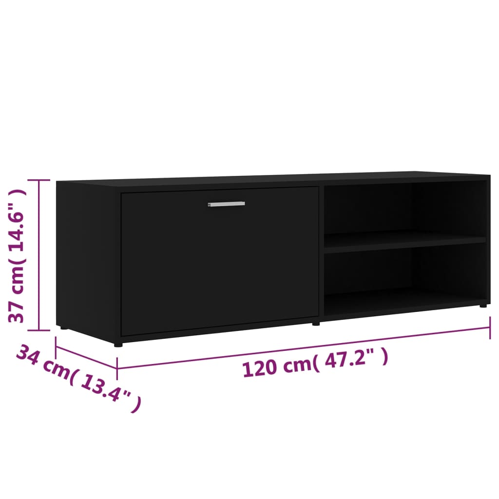 TV Cabinet Black 120x34x37 cm Engineered Wood
