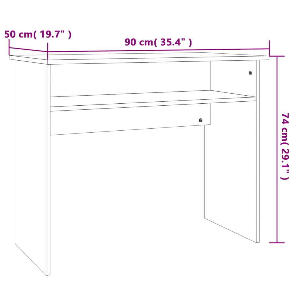 Compact Desk Sonoma Oak - 90x50x74 cm, Engineered Wood