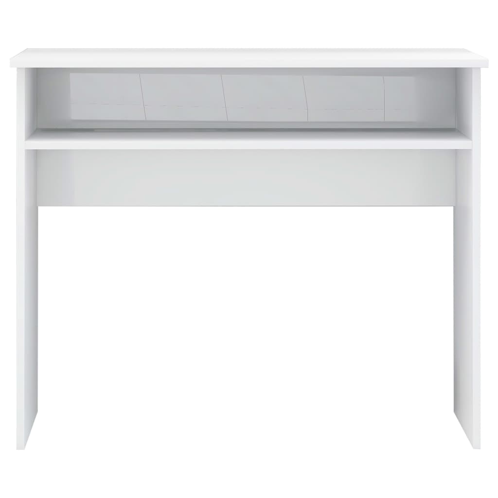 Sleek Engineered Wood Desk - High Gloss White, 90x50x74 cm