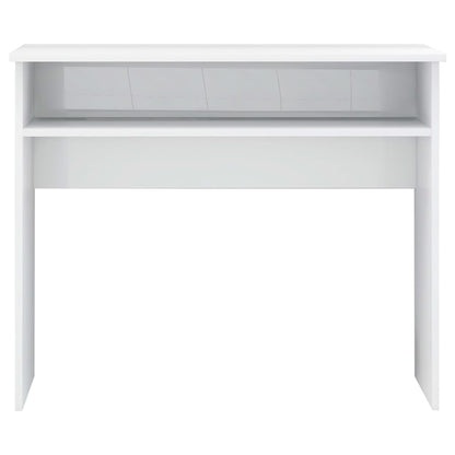 Sleek Engineered Wood Desk - High Gloss White, 90x50x74 cm