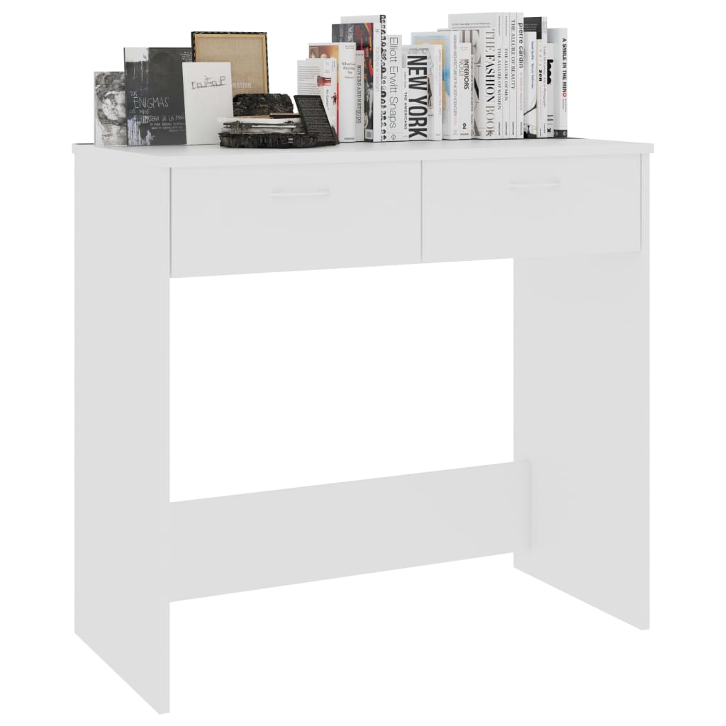 Compact White Engineered Wood Desk 80x40x75 cm