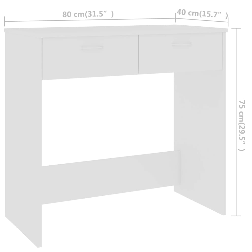 Compact White Engineered Wood Desk 80x40x75 cm