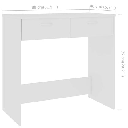 Compact White Engineered Wood Desk 80x40x75 cm