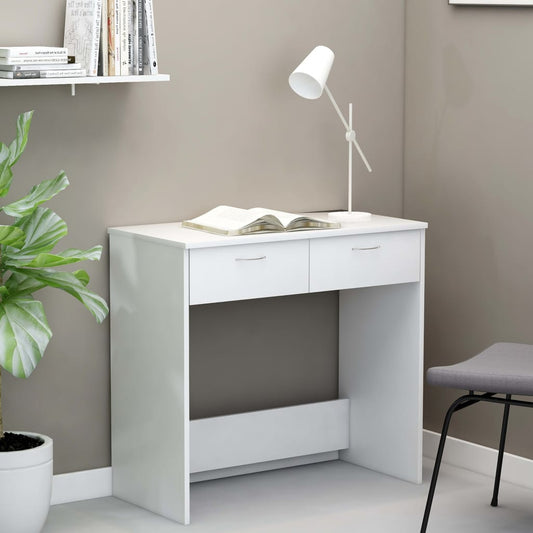 Compact White Engineered Wood Desk 80x40x75 cm