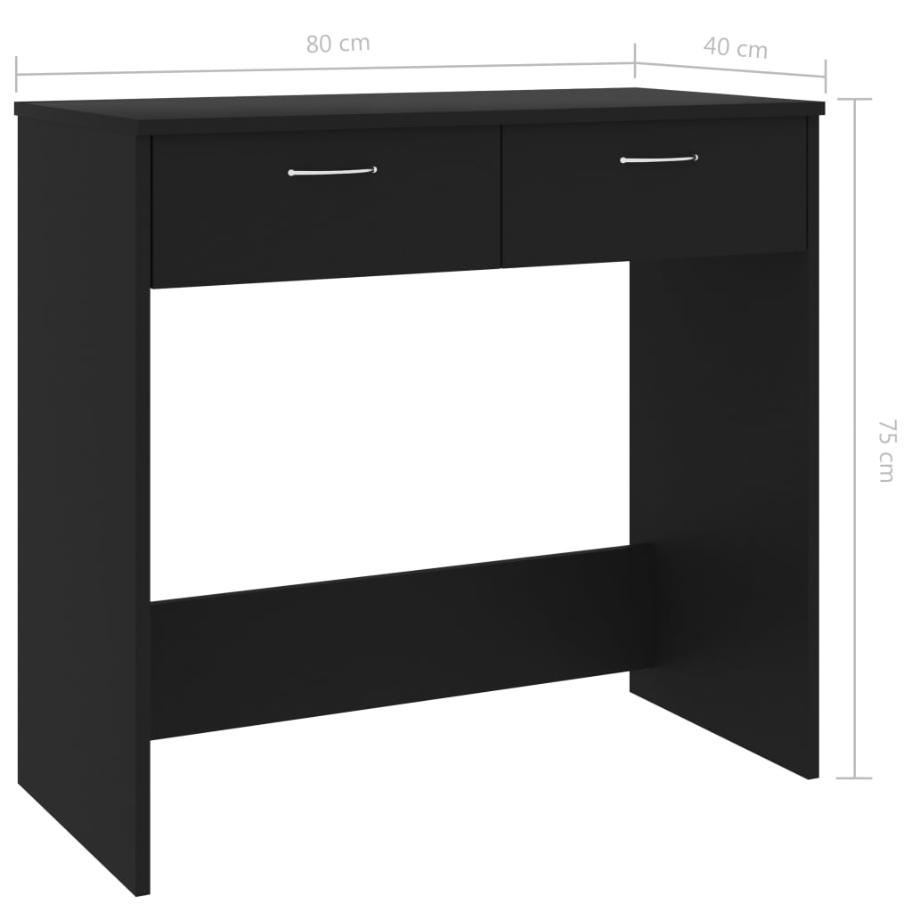 Black Engineered Wood Desk 80x40x75 cm - Sleek & Sturdy Office Table