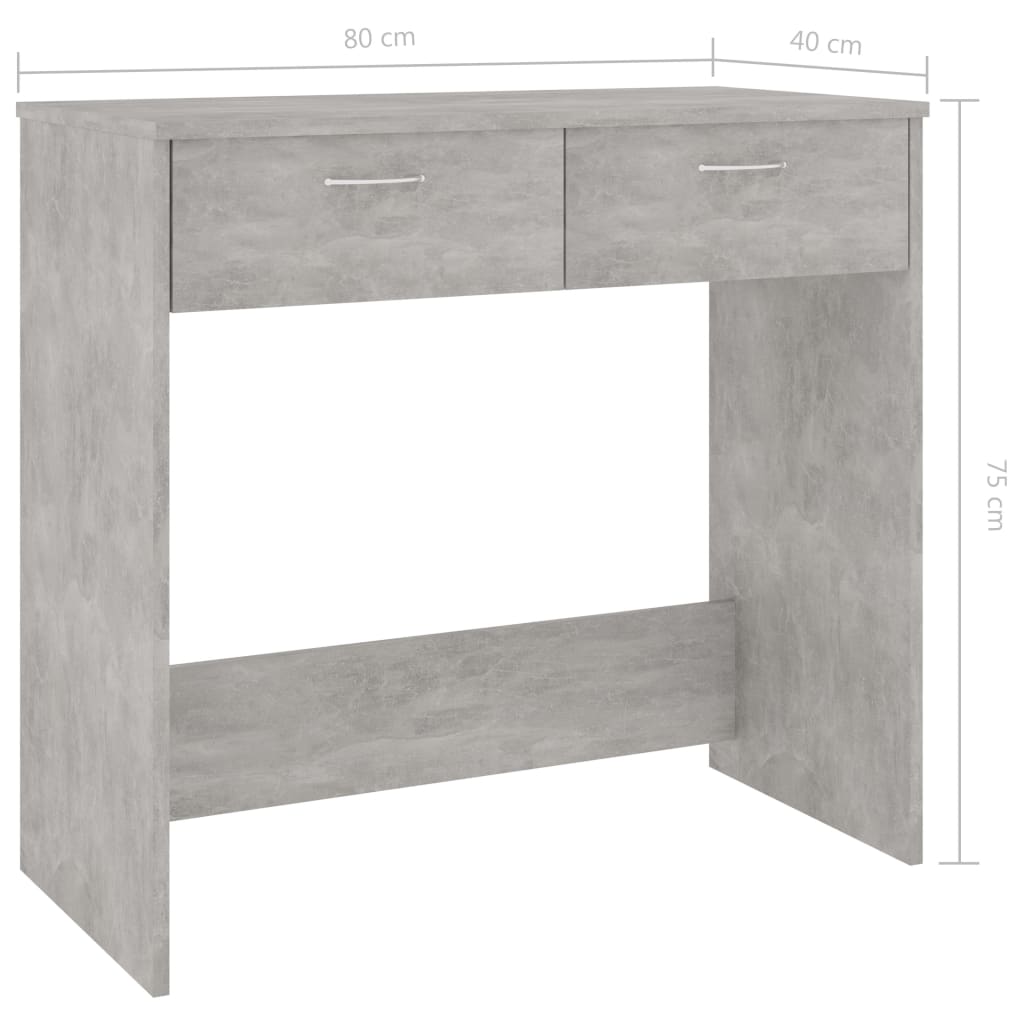 Concrete Grey Desk 80x40x75 cm - Stylish Engineered Wood Design