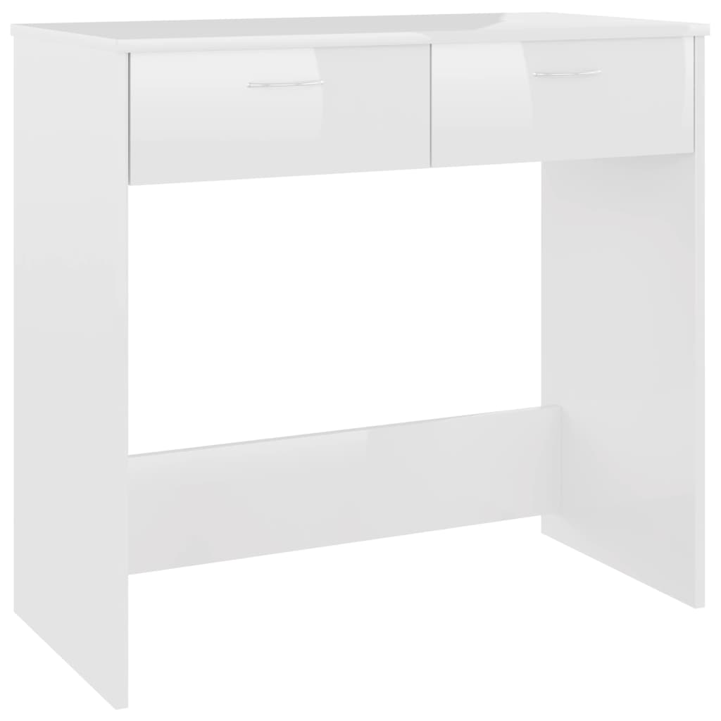 Sleek High Gloss White Desk, 80x40x75 cm - Engineered Wood