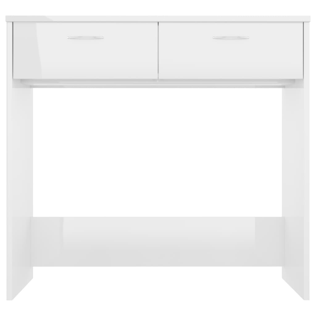 Sleek High Gloss White Desk, 80x40x75 cm - Engineered Wood