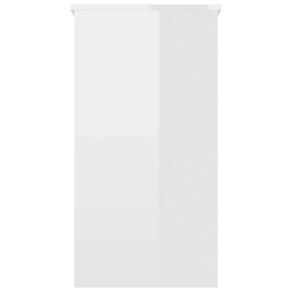 Sleek High Gloss White Desk, 80x40x75 cm - Engineered Wood