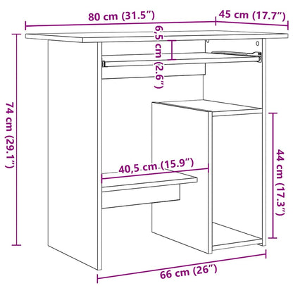 Compact White Desk 80x45x74 cm - Engineered Wood Office Table