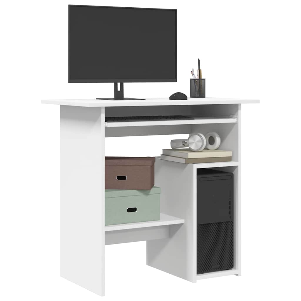 Compact White Desk 80x45x74 cm - Engineered Wood Office Table