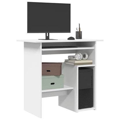 Compact White Desk 80x45x74 cm - Engineered Wood Office Table