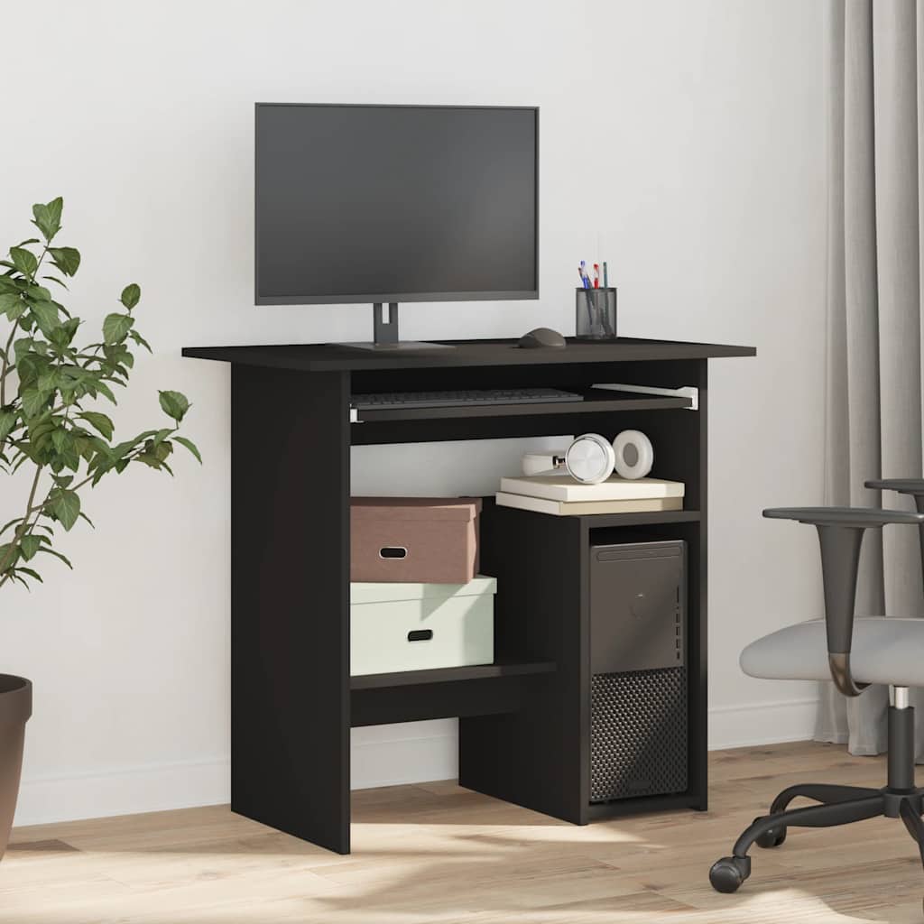 Compact Black Desk 80x45x74 cm - Engineered Wood Finish