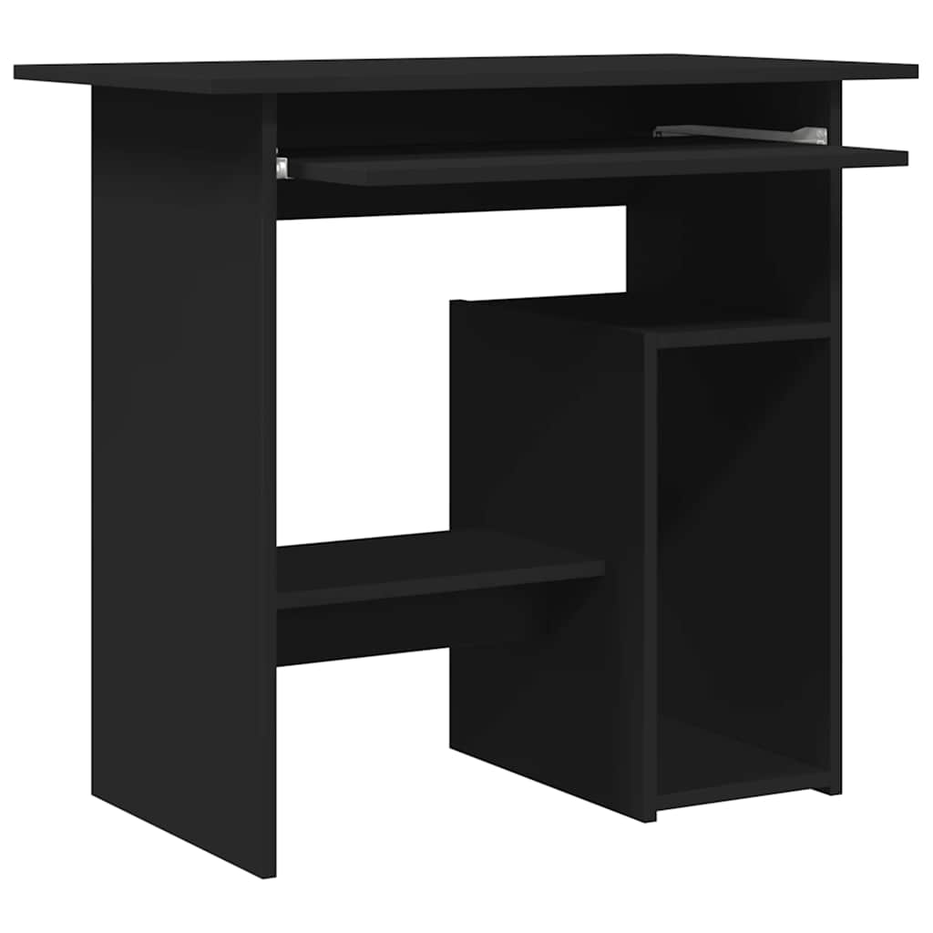 Compact Black Desk 80x45x74 cm - Engineered Wood Finish