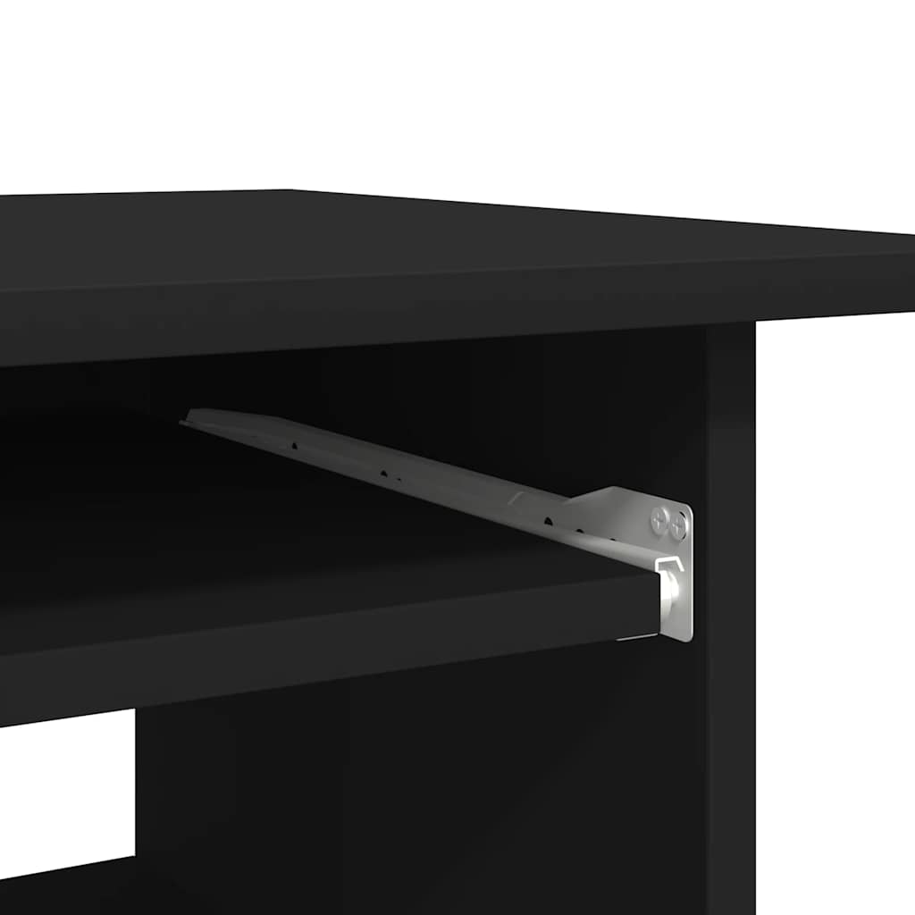 Compact Black Desk 80x45x74 cm - Engineered Wood Finish