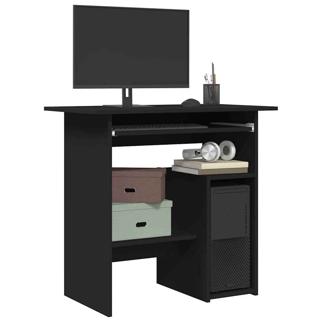 Compact Black Desk 80x45x74 cm - Engineered Wood Finish