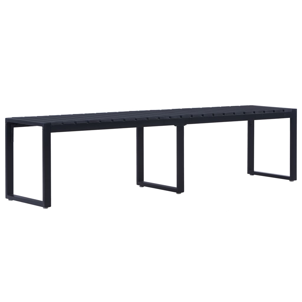 Elegant Black Garden Bench - 180 cm, Durable PS Board Material