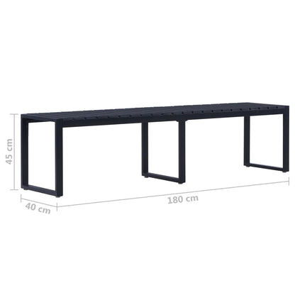 Elegant Black Garden Bench - 180 cm, Durable PS Board Material