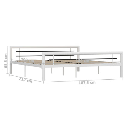 Super King Metal Bed Frame - Black & White, 180x200 cm