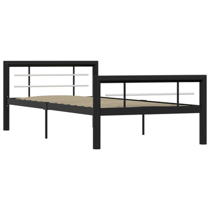 Black & White Metal Bed Frame 100x200 cm - No Mattress Included