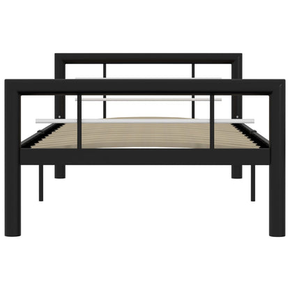 Black & White Metal Bed Frame 100x200 cm - No Mattress Included