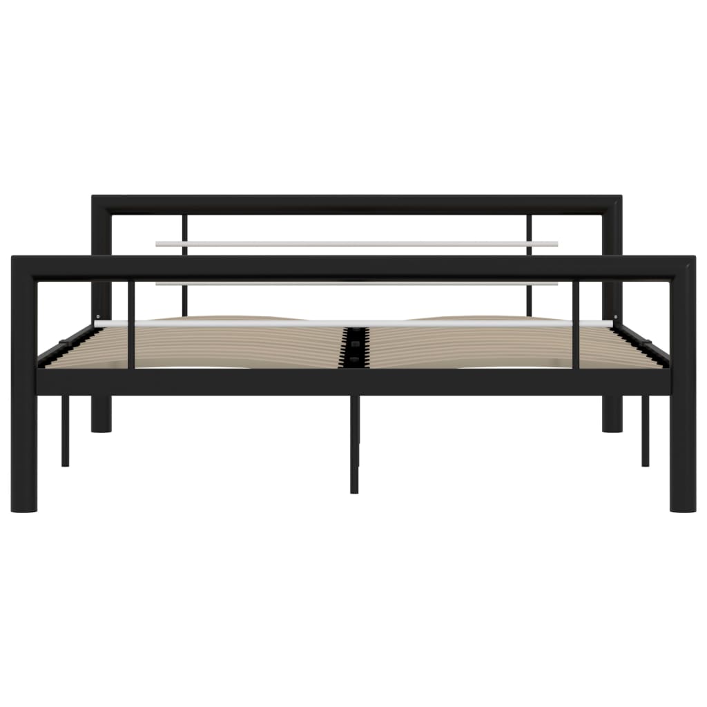 Black & White Metal Bed Frame 120x200 cm - No Mattress Included