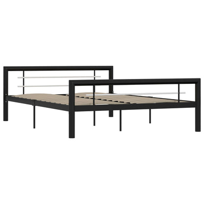 Bed Frame without Mattress Black and White Metal 140x200 cm