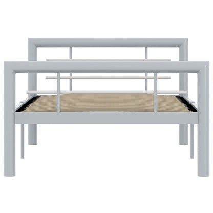 Grey & White Metal Bed Frame 90x200 cm – Stylish & Sturdy Design