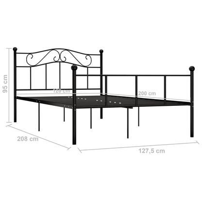 Black Metal 120x200 cm Bed Frame - vidaXL 284525 (No Mattress)