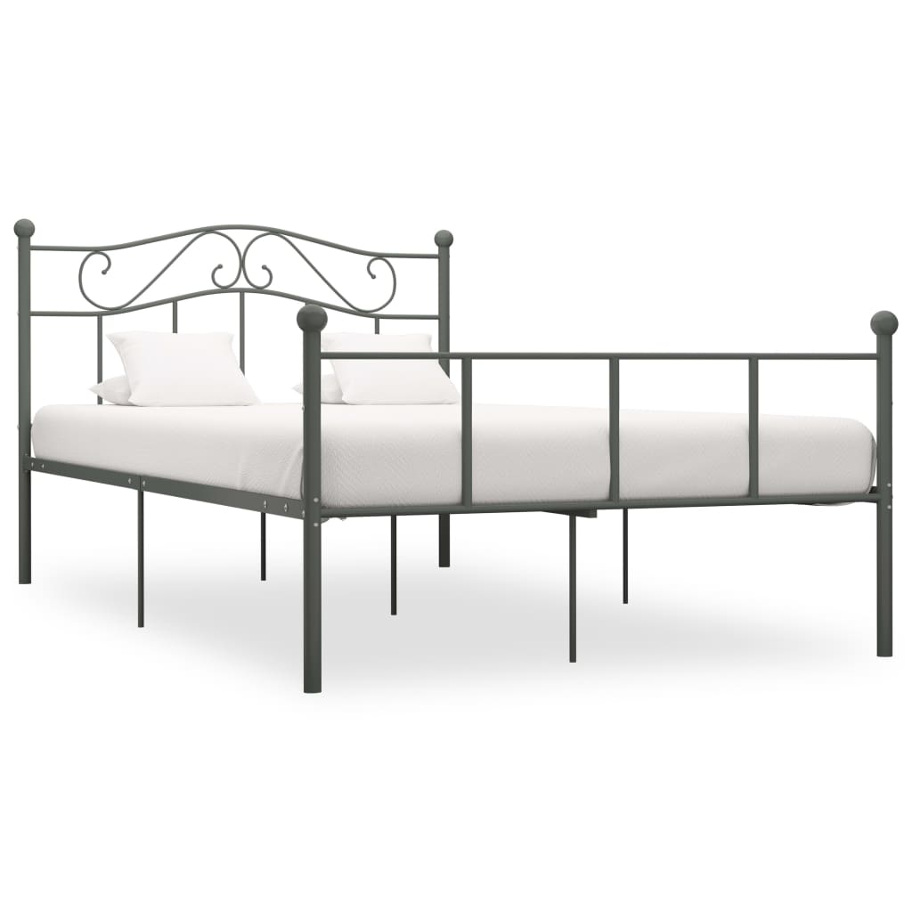 Grey Metal Bed Frame 160x200 cm - vidaXL 284534 Without Mattress