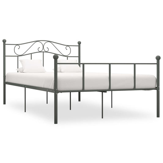 Grey Metal Bed Frame 160x200 cm - vidaXL 284534 Without Mattress