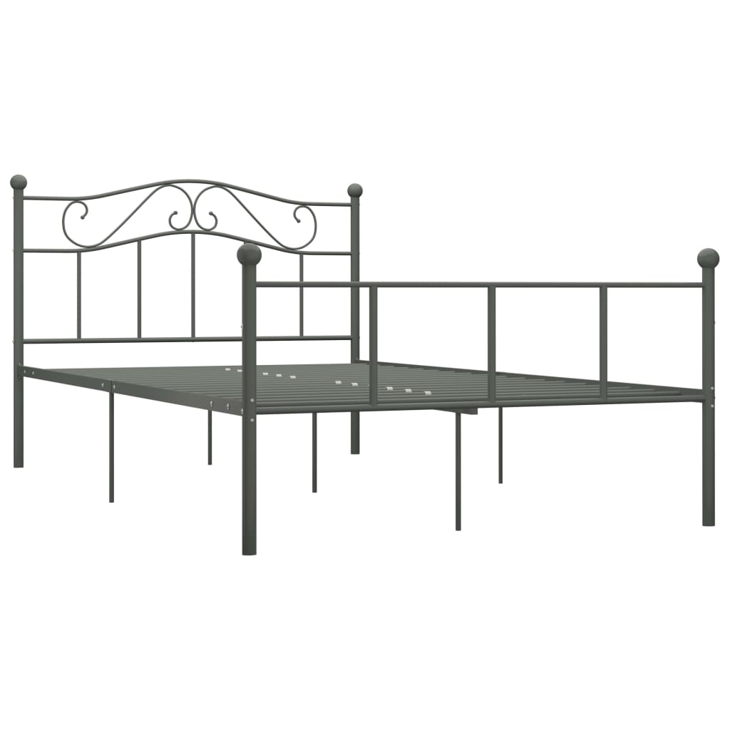 Grey Metal Bed Frame 160x200 cm - vidaXL 284534 Without Mattress