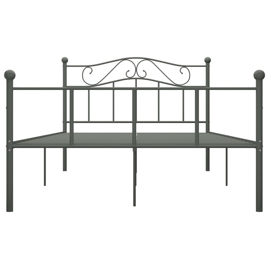 Grey Metal Bed Frame 160x200 cm - vidaXL 284534 Without Mattress
