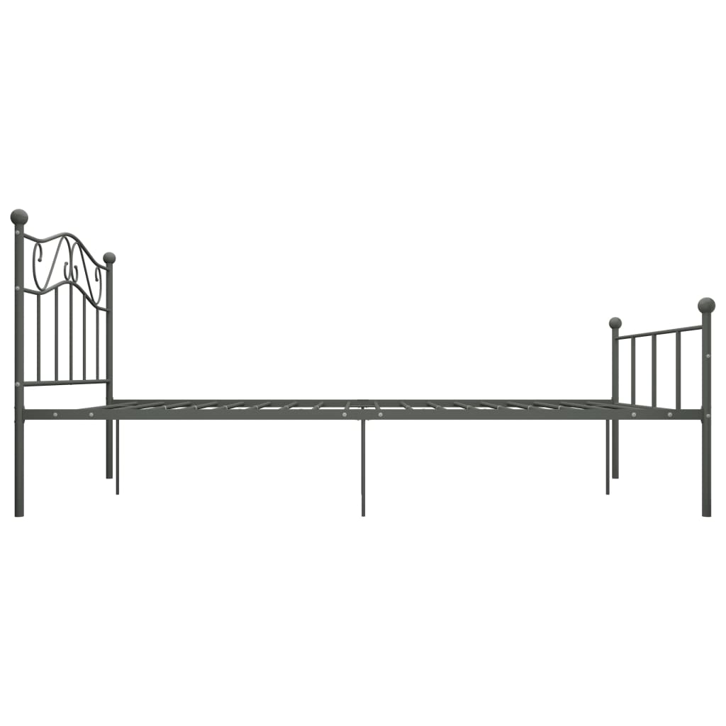 Grey Metal Bed Frame 160x200 cm - vidaXL 284534 Without Mattress