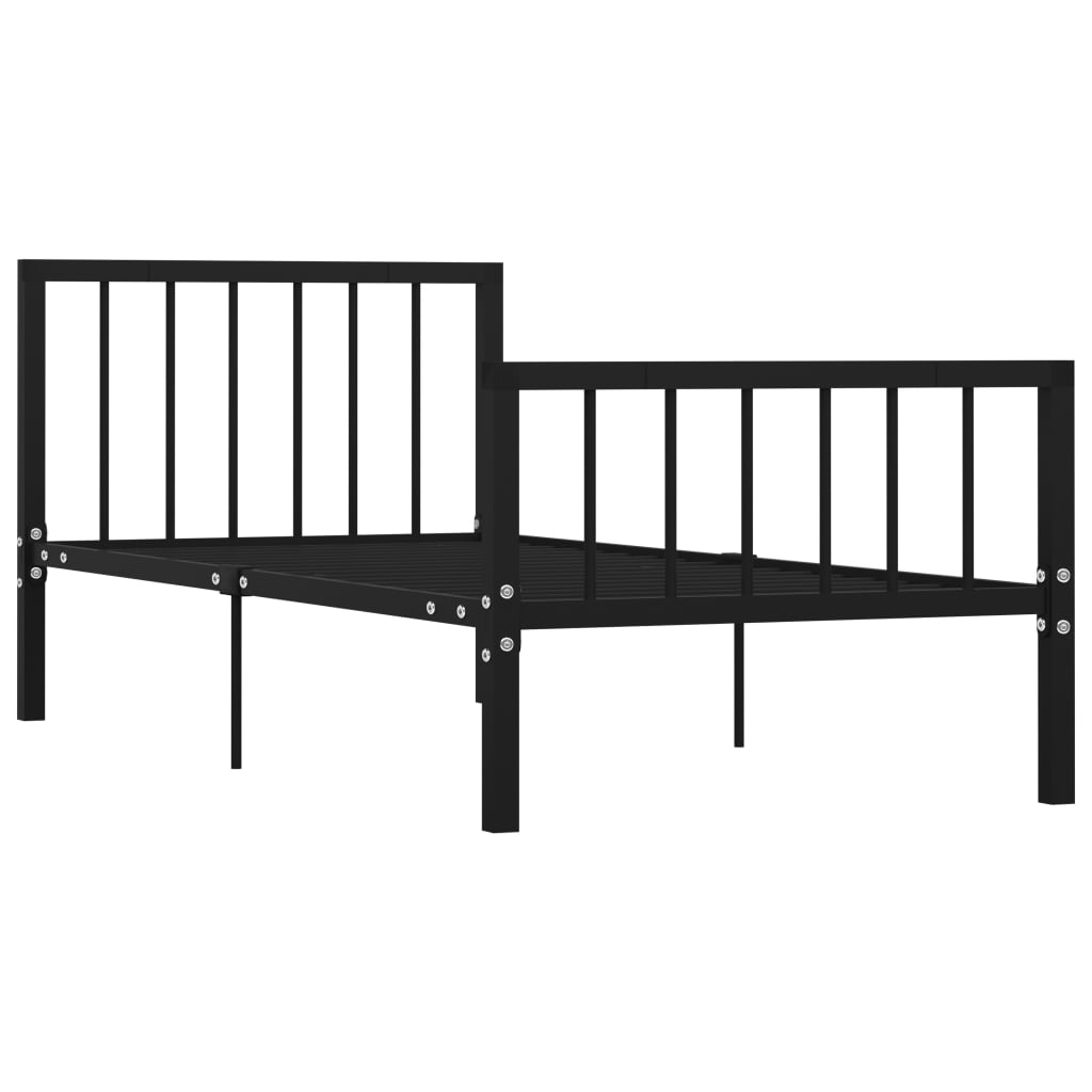 Black Metal Bed Frame 90x200 cm - vidaXL 284568 (No Mattress)
