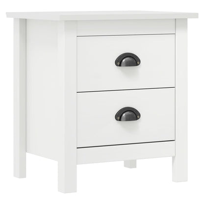 Solid Pine Wood Bedside Cabinet Hill White 46x35x49.5 cm