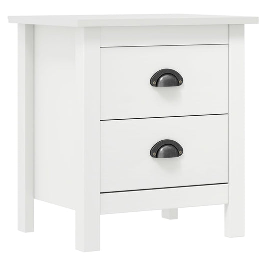 Solid Pine Wood Bedside Cabinet Hill White 46x35x49.5 cm